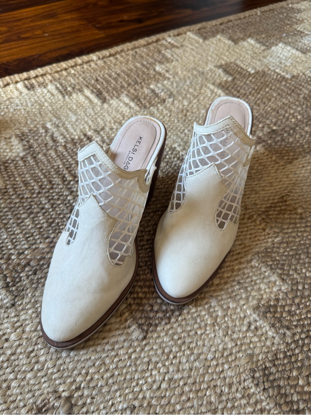 Kelsi Dagger Cream Cutout Leather Slip-On Mules